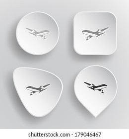 Airliner. White flat vector buttons on gray background.
