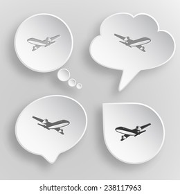 Airliner. White flat vector buttons on gray background.