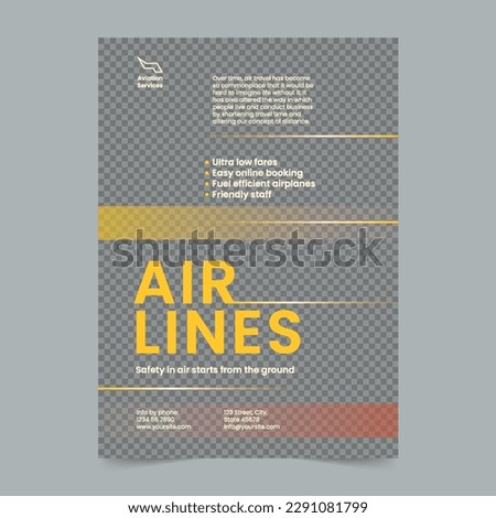 Airlines Aviation Services Flyer Template. A clean, modern, and high-quality design of Flyer vector design. Editable and customize template flyer