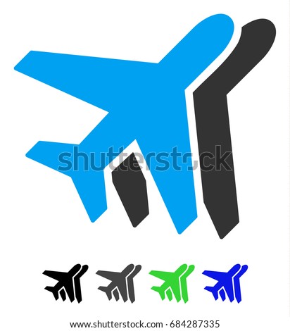 Airlines flat vector pictogram. Airlines icon with gray, black, blue, green color versions.