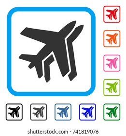Airlines icon. Flat grey iconic symbol in a light blue rounded square. Black, gray, green, blue, red, orange color versions of Airlines vector. Designed for web and application user interface.