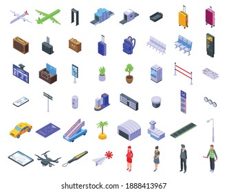 Airlines icons set. Isometric set of airlines vector icons for web design isolated on white background