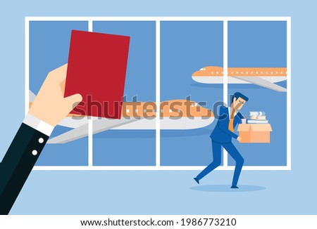 Airlines lay off employees to keep company finances, Vector illustration in flat style