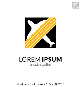 Airlines logo in square shape, simple flat logo with black and yellow color