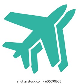 Airlines vector icon. Flat cyan symbol. Pictogram is isolated on a white background. Designed for web and software interfaces.