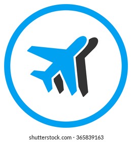 Airlines Vector Icon. Style Is Bicolor Flat Circled Symbol, Blue And Gray Colors, Rounded Angles, White Background.