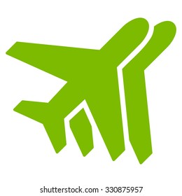 Airlines vector icon. Style is flat eco green symbol, rounded angles, white background.