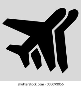 Airlines vector icon. Style is flat black symbol, rounded angles, light gray background.