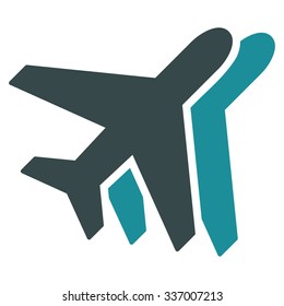 Airlines vector icon. Style is flat bicolor soft blue symbol, rounded angles, white background.