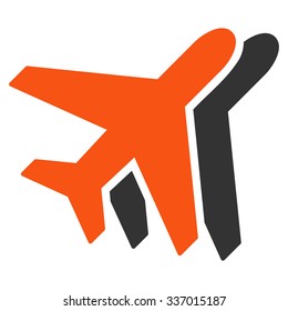 Airlines vector icon. Style is flat bicolor orange and gray symbol, rounded angles, white background.