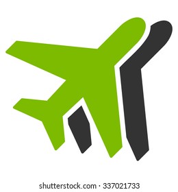 Airlines vector icon. Style is flat bicolor eco green and gray symbol, rounded angles, white background.