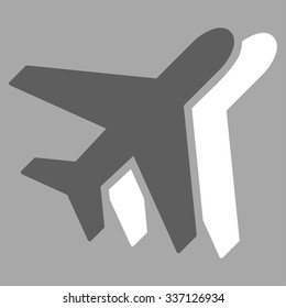 Airlines vector icon. Style is flat bicolor dark gray and white symbol, rounded angles, silver background.