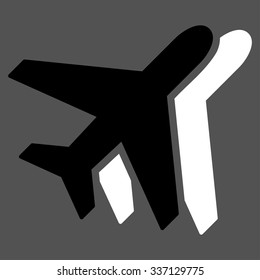 Airlines vector icon. Style is flat bicolor black and white symbol, rounded angles, gray background.