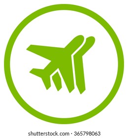 Airlines vector icon. Style is flat circled symbol, eco green color, rounded angles, white background.