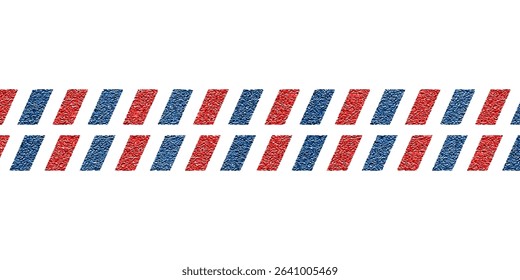 Airmail envelope frame with blue and red stripes on white background. International vintage letter border. Retro air mail postcard. Blank envelope.