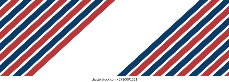 Airmail envelope frame with blue and red stripes on white background. International vintage letter border. Retro air mail postcard. Blank envelope.	
