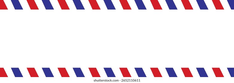 Imagens de quadro Airmail Envelope com tiras. Fronteira internacional da carta vintage. Cartão postal de correio aéreo retrô com listras azuis e vermelhas.  Quadro postal clássico vazio. Ilustração vetorial