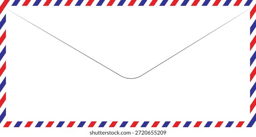 Imagens de quadro Airmail Envelope com tiras. Fronteira internacional da carta vintage. Cartão postal de correio aéreo retrô com listras azuis e vermelhas. Quadro postal clássico vazio.

