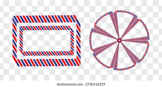 Luftpost Umschlag Bilder mit Streifen. Internationale Grenze für Vintage-Buchstaben. moderne Illustration.