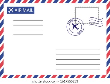 Airmail Envelope Red Blue Strips Blank Stock Vector (Royalty Free ...