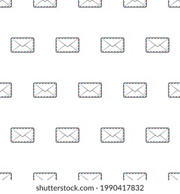 Airmail Envelope Seamless Pattern On A White Background. Post Envelope Theme Vector Illustration