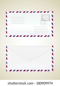 Airmail envelope with stamp.