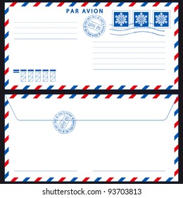 Airmail envelope with stamps on black