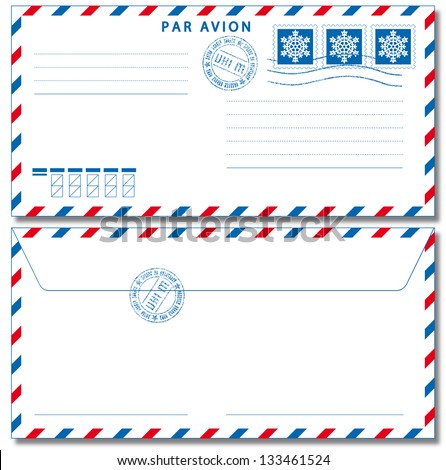 Airmail envelope with stamps. Vector illustration EPS10.
