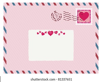 airmail love envelope with stamp and label ready for text