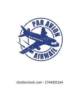 Airmail par avion grunge ink stamp