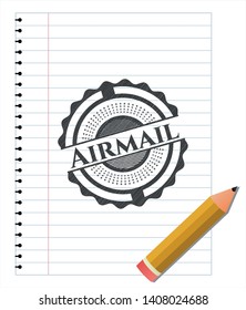 Airmail with pencil strokes. Vector Illustration. Detailed.