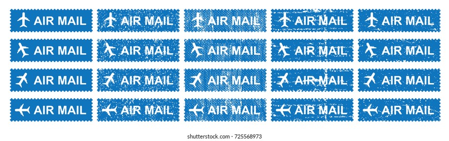 Airmail stamping with different grungy textured vector