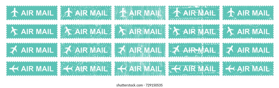 Airmail stamping with different grungy textured vector