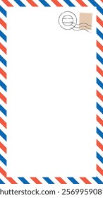 Airmail style vertical frame illustration, envelope frame illustration