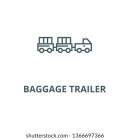 Airoport baggage trailer line icon, vector. Airoport baggage trailer outline sign, concept symbol, flat illustration