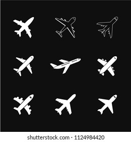 Airplan icon vector, travel takeoff silhouette element, plane symbol
