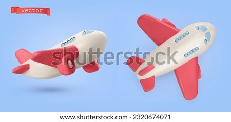 Airplane 3d cartoon vector icon