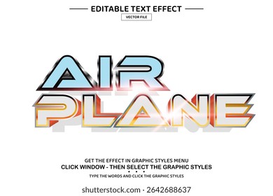 Airplane 3D editable text effect template