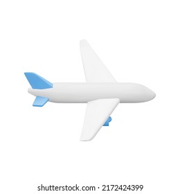 Airplane 3d icon. Isolated object on a transparent background