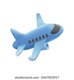 Airplane 3d Icon. Time to Travel Concept. Vector Illustration.