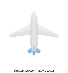 Airplane 3d icon. top view. Isolated object on a transparent background