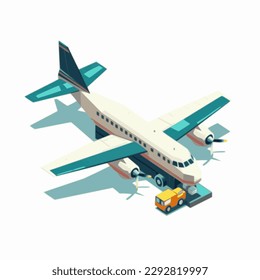 Airplane 3d isometric illustration. Flat 3d isometric high quality transport.