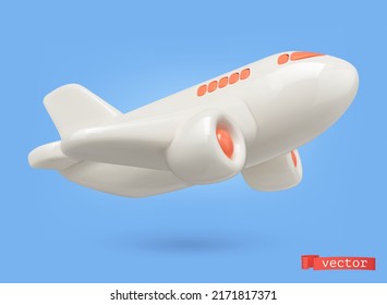 Airplane 3d vector cartoon icon