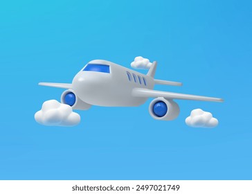 Airplane 3d vector cartoon icon