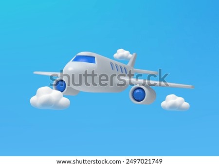 Airplane 3d vector cartoon icon