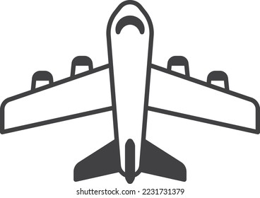 airplane from above illustration in minimal style isolated on background