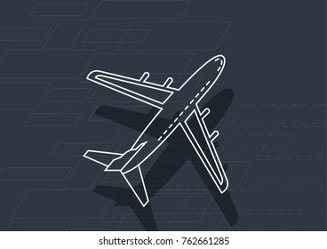 airplane and abstract background, vector illustrations