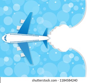 Airplane aerial on blue background travel concept blank space for text and content paper art Vector illustration.