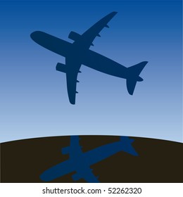 Airplane aero aviation silhouette. Vector cartoon illustration.