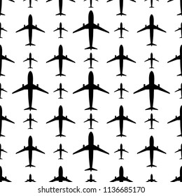 Airplane (Aeroplane) Icon Seamless Pattern Vector Art Illustration